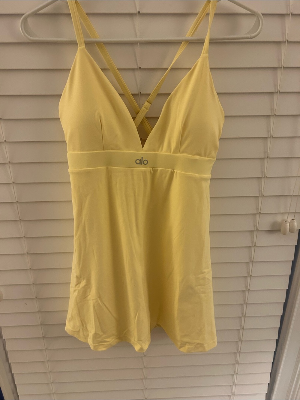 ALO Yoga Yellow Strappy V‑Neck Romper dress
